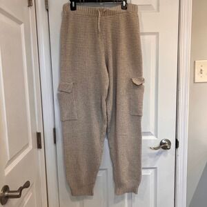 Sage+Stone Beige Waffle Knit Cargo Joggers